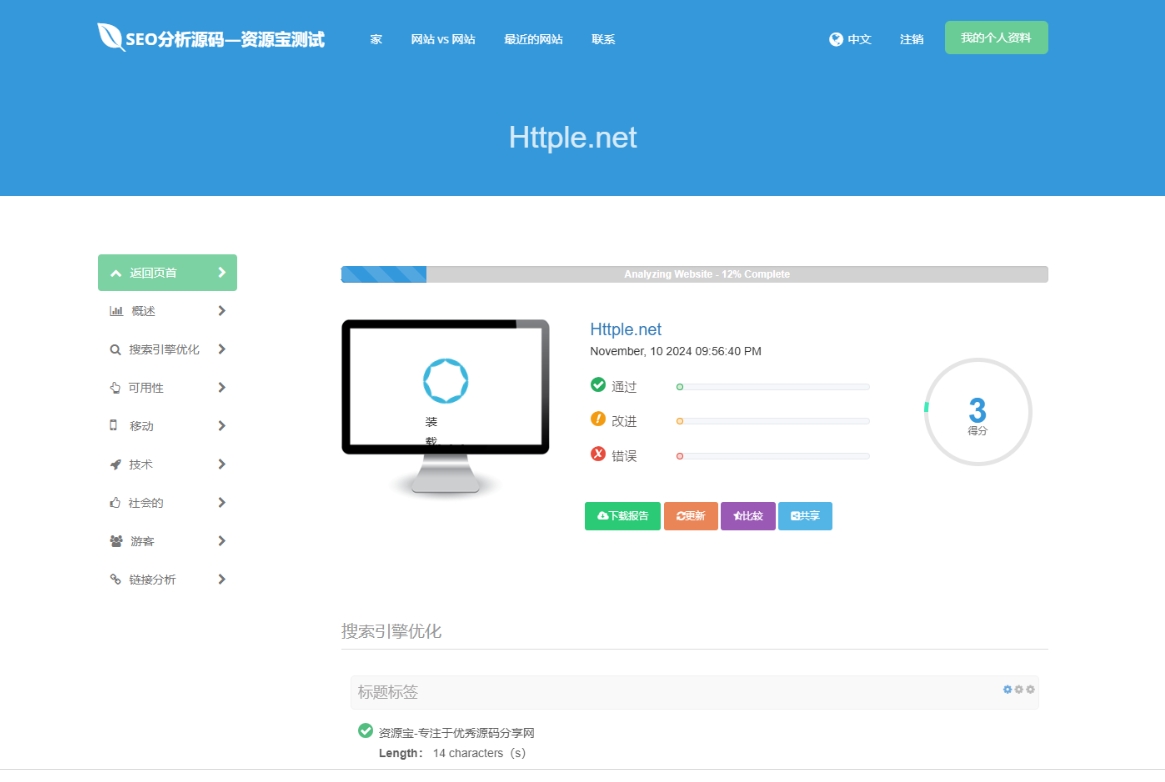 高级SEO化在线检测分析源码,获得更高收录