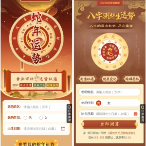 新版修复2025蛇年运势测试风水起名系统源码 风水算命源码 周易运势测算免费软件